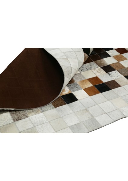 Krem ve Kahverengi Patchwork Doğal Dana Derisi 80 x 150 cm modelleri