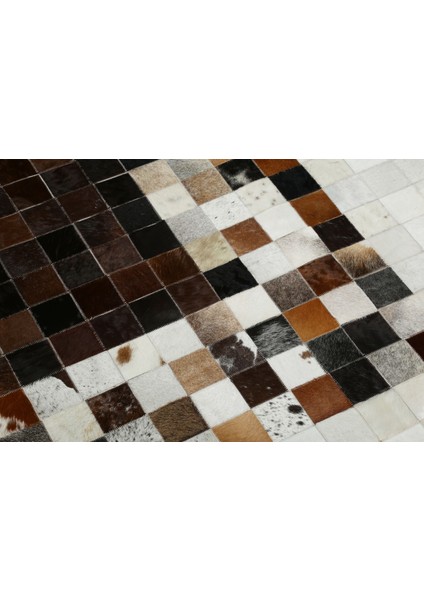 Krem ve Kahverengi Patchwork Doğal Dana Derisi 80 x 150 cm fırsatları