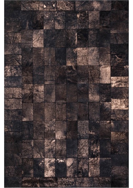 Bronz Varaklı Dana Derisi Patchwork Halı 80 x 150 cm