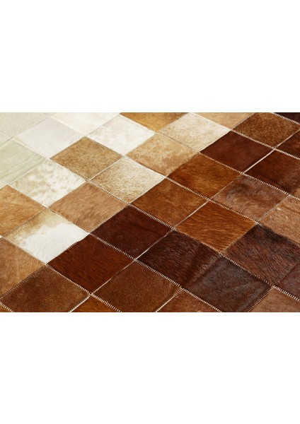 Krem & Kahverengi Doğal Dana Derisi Patchwork Halı 120 x 180 cm indirimleri