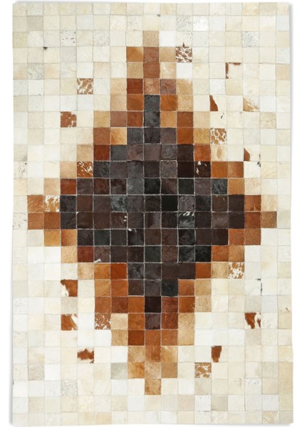 Krem & Siyah Dana Derisi Patchwork Halı 170 x 240 cm