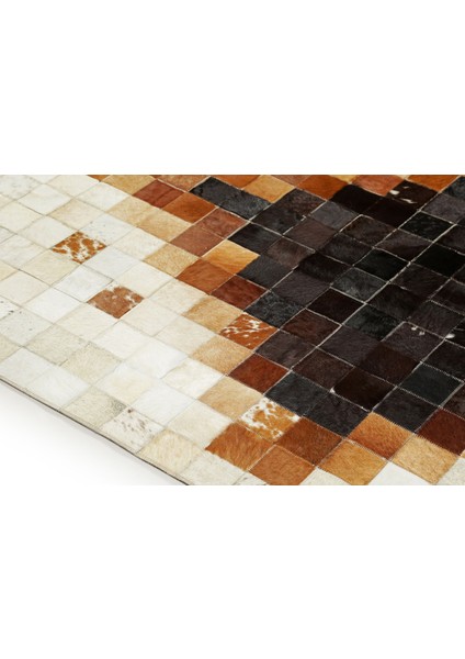 Krem & Siyah Dana Derisi Patchwork Halı 170 x 240 cm