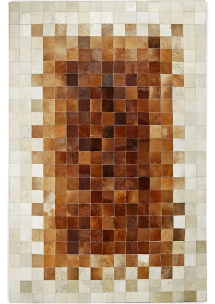 Krem & Kahverengi Doğal Dana Derisi Patchwork Halı 240 x 340 cm