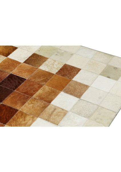 Krem & Kahverengi Doğal Dana Derisi Patchwork Halı 240 x 340 cm modelleri