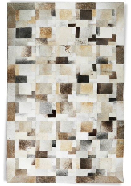 Gri Dana Derisi Patchwork Halı 80 x 150 cm