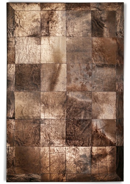 Bronz Varaklı Patchwork Doğal Dana Derisi 170 x 240 cm
