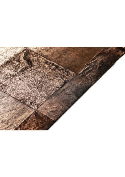 Bronz Varaklı Patchwork Doğal Dana Derisi 170 x 240 cm