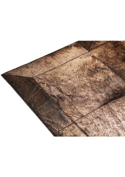 Bronz Varaklı Patchwork Doğal Dana Derisi 170 x 240 cm