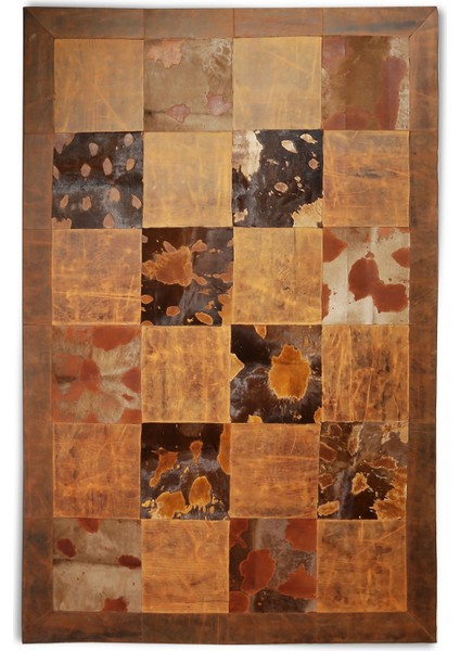 Hamlaklı Doğal Dana Derisi Patchwork Halı 120 x 180 cm