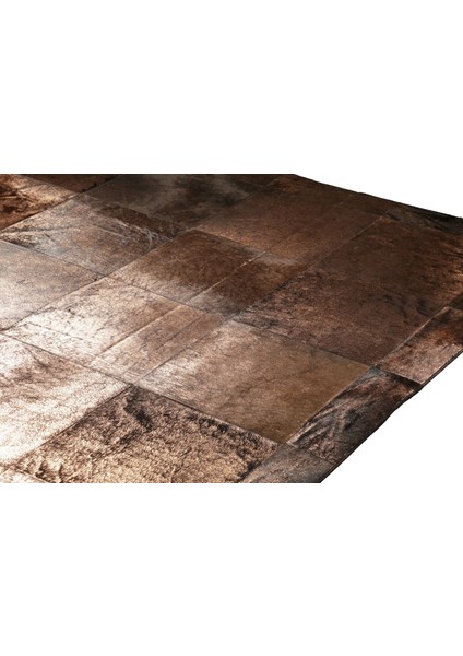 Bronz Varaklı Patchwork Doğal Dana Derisi 80 x 150 cm