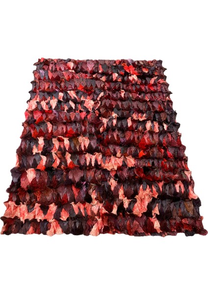 Kırmızı ve Siyah Doğal Kürk Halı 160 x 230 cm