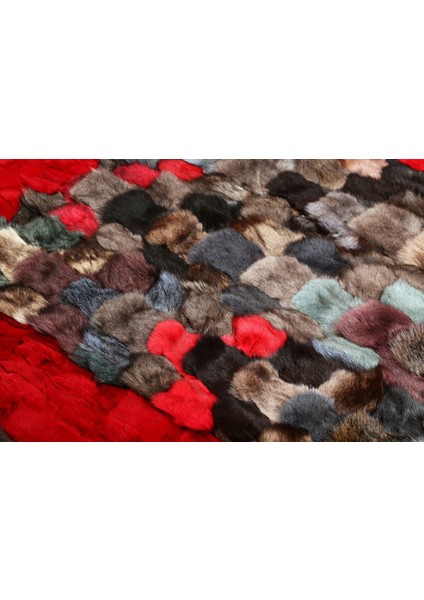 Kırmızı Rex Bordür Çok Renkli Doğal Kürk Halı 120 x 180 cm fırsatları