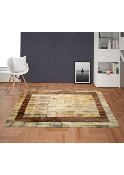 Krem & Kahverengi Ithal Doğal Kürk Halı 80 x 150 cm fiyatları