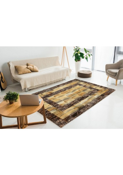 Leopar Dana Derisi Bordürlü Doğal Kürk Halı 240 x 340 cm fırsatları