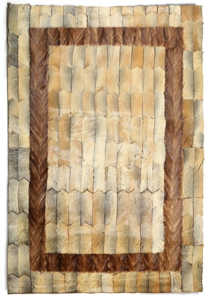 Krem & Kahverengi Ithal Doğal Kürk Halı 240 x 340 cm