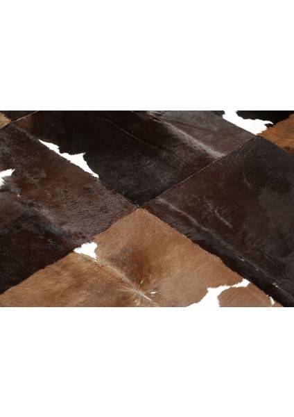 Karamel Rengi Doğal Dana Derisi Patchwork Halı 160 x 230 cm