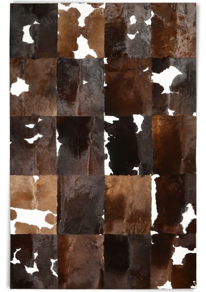 Karamel Rengi Doğal Dana Derisi Patchwork Halı 80 x 150 cm