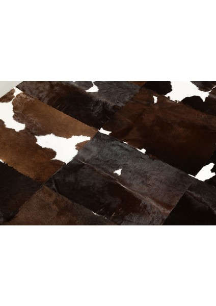 Karamel Rengi Doğal Dana Derisi Patchwork Halı 80 x 150 cm