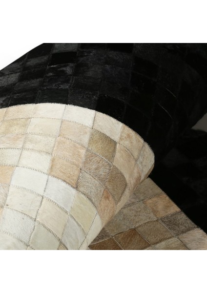 Kare Desenli Dana Derisi Patchwork Halı 200 x 300 cm