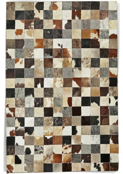 Siyah & Karamel Rengi Dana Derisi Patchwork Halı 80 x 150 cm