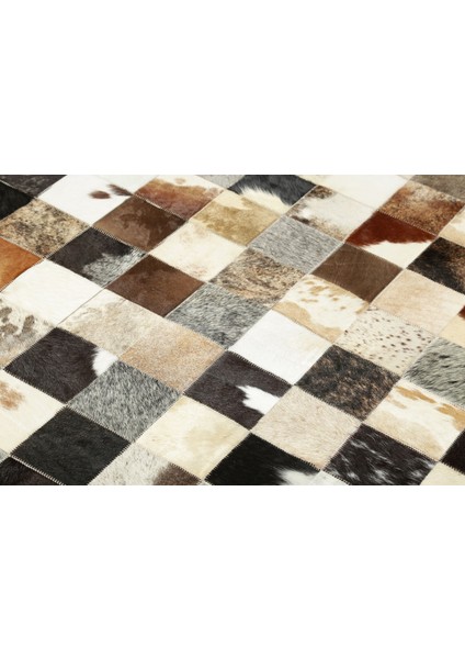 Siyah & Karamel Rengi Dana Derisi Patchwork Halı 80 x 150 cm