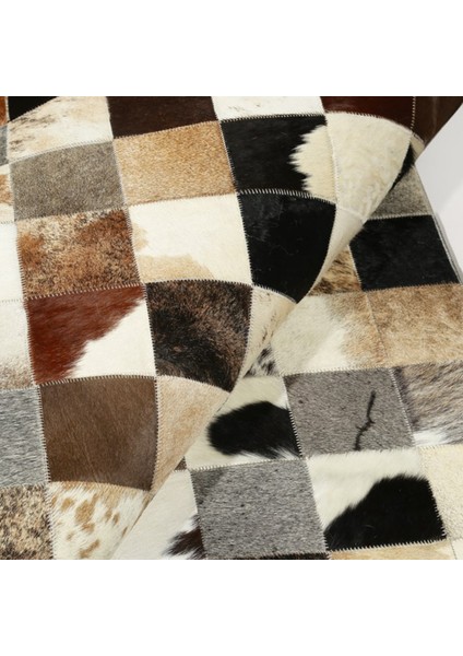 Karışık Renkli Dana Derisi Patchwork Halı 140 x 200 cm