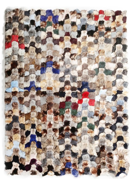 Çok Renkli Doğal Kürk Halı 120 x 180 cm