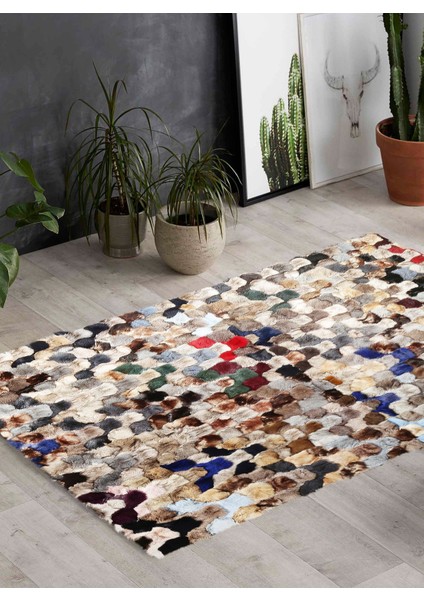 Çok Renkli Doğal Kürk Halı 120 x 180 cm indirimleri