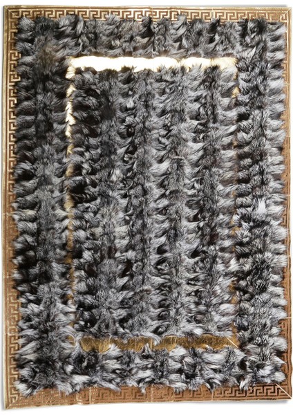 Gold Varaklı Gri Doğal Kürk Halı 120 x 180 cm