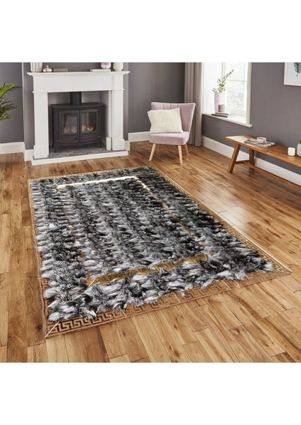 Gold Varaklı Gri Doğal Kürk Halı 120 x 180 cm fiyatları