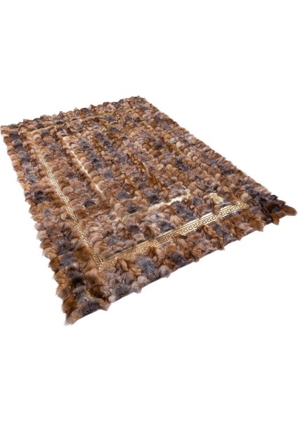Gold Varaklı Kahverengi Doğal Kürk Halı 200 x 300 cm fiyatları