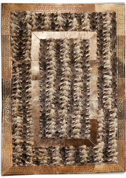 Gold Varaklı Karamel Rengi Doğal Kürk Halı 80 x 150 cm