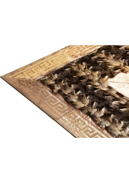 Gold Varaklı Karamel Rengi Doğal Kürk Halı 80 x 150 cm