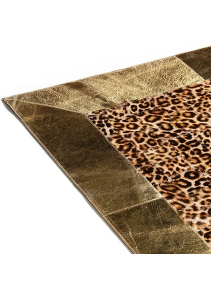 Leopar Desenli Dana Derisi Patchwork Halı 240 x 340 cm