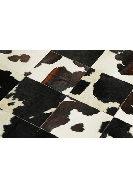 Siyah & Beyaz Patchwork Doğal Dana Derisi Halı 120 x 180 cm fiyatları