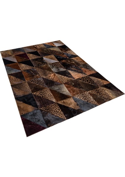 Leopar Desenli Doğal Kürk Patchwork Halı 170 x 240 cm fiyatları
