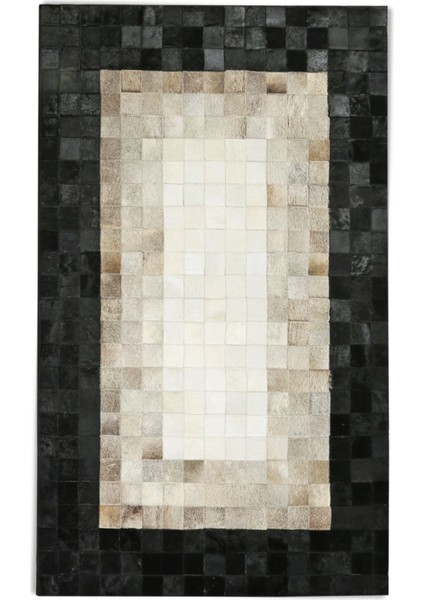 Siyah & Gri Dana Derisi Patchwork Halı 170 x 240 cm