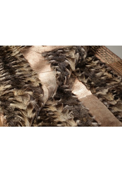 Gold Varaklı Karamel Rengi Doğal Kürk Halı 80 x 150 cm