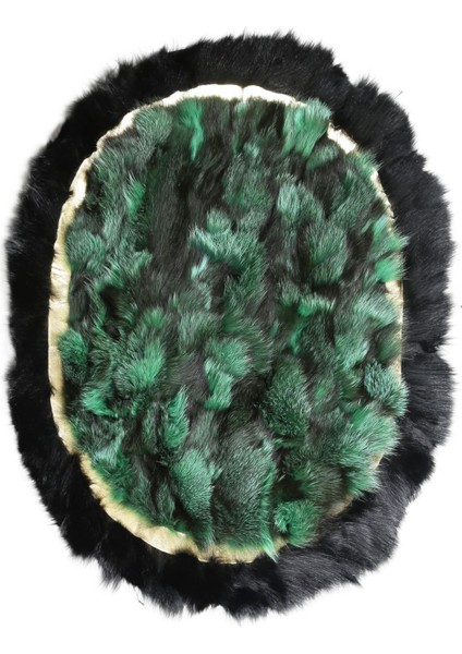 Gold Varaklı Yeşil Renkli Doğal Kürk Halı 170 x 240 cm