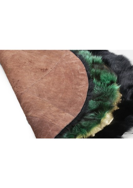 Gold Varaklı Yeşil Renkli Doğal Kürk Halı 170 x 240 cm fırsatları