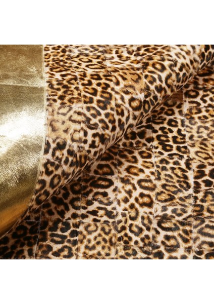 Leopar Desenli Dana Derisi Patchwork Halı 120 x 180 cm