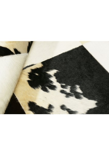 Siyah & Beyaz Patchwork Doğal Dana Derisi Halı 80 x 150 cm indirimleri