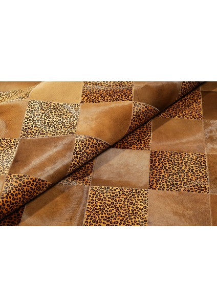 Leopar Desenli Kahverengi Rengi Doğal Dana Derisi Halı 240 x 340 cm fiyatları