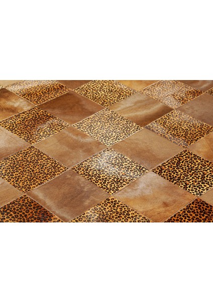 Leopar Desenli Kahverengi Rengi Doğal Dana Derisi Halı 240 x 340 cm modelleri