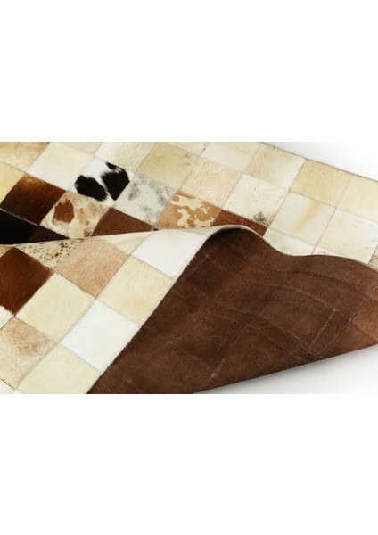 Krem & Siyah Rengi Dana Derisi Patchwork Halı 200 x 300 cm