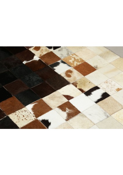 Krem & Siyah Rengi Dana Derisi Patchwork Halı 200 x 300 cm