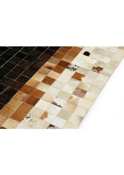 Krem & Siyah Doğal Dana Derisi Patchwork Halı 80 x 150 cm fiyatları