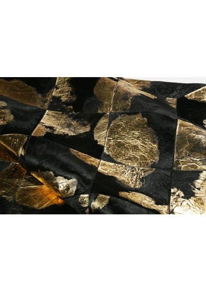 Krem & Siyah Patchwork Doğal Dana Derisi Halı 200 x 300 cm