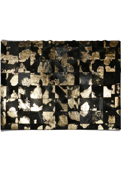 Krem & Siyah Patchwork Doğal Dana Derisi Halı 80 x 150 cm
