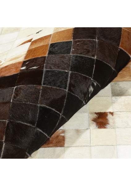 Krem Dana Derisi Patchwork Halı 240 x 340 cm